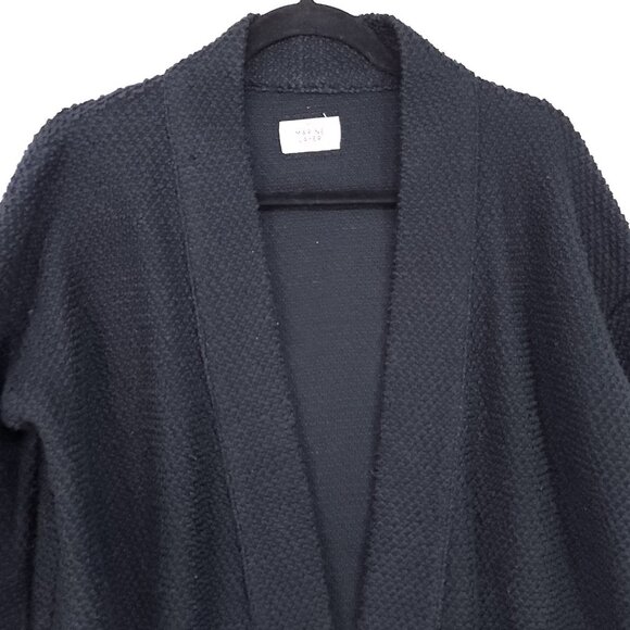 Marine Layer Birdseye Cardigan Womens Small Black Open Front Textured Pockets - Picture 4 of 12